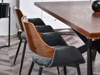 krzesło morgan orzech-szary welur, podstawa czarny