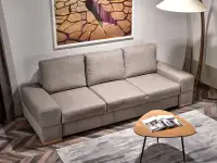 sofa montana piaskowa tkanina, podstawa buk