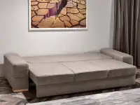 sofa montana piaskowa tkanina, podstawa buk