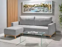 sofa stockholm jasnoszary tkanina, podstawa dąb naturalny