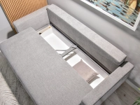 sofa stockholm jasnoszary tkanina, podstawa dąb naturalny