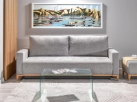 sofa stockholm jasnoszary tkanina, podstawa dąb naturalny