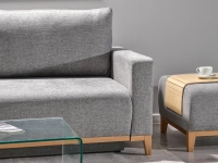 sofa stockholm jasnoszary tkanina, podstawa dąb naturalny