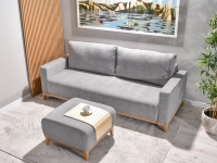 sofa stockholm jasnoszary tkanina, podstawa dąb naturalny