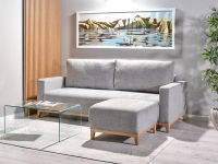 sofa stockholm jasnoszary tkanina, podstawa dąb naturalny