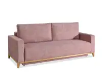sofa stockholm pudrowy róż tkanina, podstawa dąb naturalny