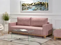 Produkt: sofa stockholm pudrowy róż tkanina, podstawa dąb naturalny