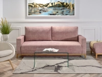 sofa stockholm pudrowy róż tkanina, podstawa dąb naturalny