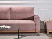 sofa stockholm pudrowy róż tkanina, podstawa dąb naturalny