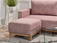 sofa stockholm pudrowy róż tkanina, podstawa dąb naturalny