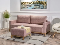 sofa stockholm pudrowy róż tkanina, podstawa dąb naturalny