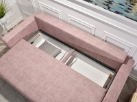 sofa stockholm pudrowy róż tkanina, podstawa dąb naturalny