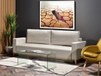 sofa stockholm piaskowy tkanina, podstawa dąb naturalny