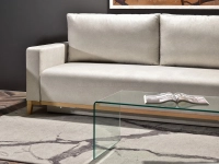 sofa stockholm piaskowy tkanina, podstawa dąb naturalny