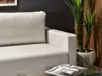 sofa stockholm piaskowy tkanina, podstawa dąb naturalny