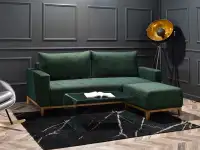 sofa stockholm zielony tkanina, podstawa dąb naturalny