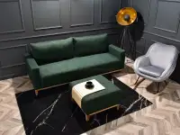 sofa stockholm zielony tkanina, podstawa dąb naturalny