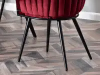 krzesło rosa bordowy welur, podstawa czarny