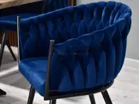 krzesło rosa granatowy welur, podstawa czarny