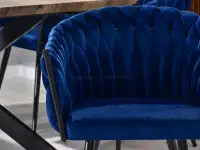 krzesło rosa granatowy welur, podstawa czarny