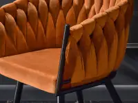 krzesło rosa miedziany welur, podstawa czarny
