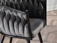 krzesło rosa grafitowy welur, podstawa czarny