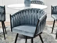 krzesło rosa szary-błękit welur, podstawa czarny