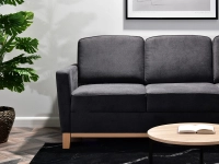 sofa bergen grafitowy, podstawa dąb naturalny