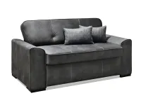 sofa lino grafitowy tkanina, podstawa czarny