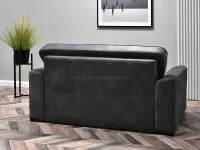 sofa lino grafitowy tkanina, podstawa czarny