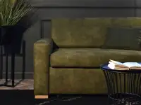 sofa milo zielony tkanina, podstawa buk