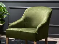 fotel rosen zielony tkanina, podstawa dąb