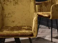 krzesło dori musztardowy welur, podstawa czarny