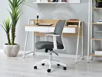 fotel biurowy glen biały-grafitowy mesh, podstawa biały