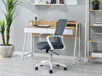 fotel biurowy jared biały-grafitowy mesh, podstawa biały