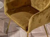 krzesło dori musztardowy welur, podstawa złoty