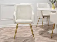 krzesło dori ecru welur, podstawa złoty