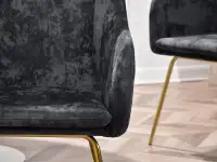 krzesło dori grafit welur, podstawa złoty