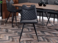 Krzesło w stylu loft RITA CZARNE pikowane ze skóry eko