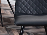 Krzesło w stylu loft RITA CZARNE pikowane ze skóry eko