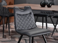 Krzesło w stylu loft RITA CZARNE pikowane ze skóry eko