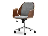 Produkt: fotel biurowy enric orzech-szary-melanż tkanina, podstawa chrom