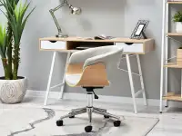 fotel biurowy manza dąb-popiel welur, podstawa chrom