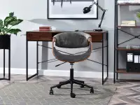 fotel biurowy rapid orzech-szary welur, podstawa czarny