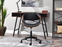 Mały fotel biurowy RAPID CZARNY - DREWNO ORZECH CZARNA NOGA