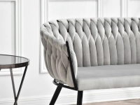 sofa rosa szary welur, podstawa czarny