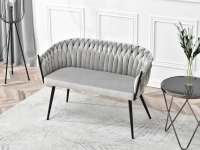 sofa rosa szary welur, podstawa czarny