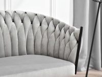 sofa rosa szary welur, podstawa czarny
