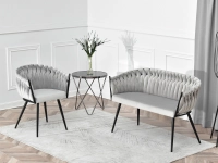 sofa rosa szary welur, podstawa czarny