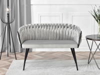 sofa rosa szary welur, podstawa czarny